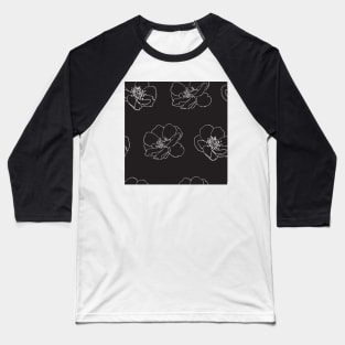 White flowers on dark grey Baseball T-Shirt